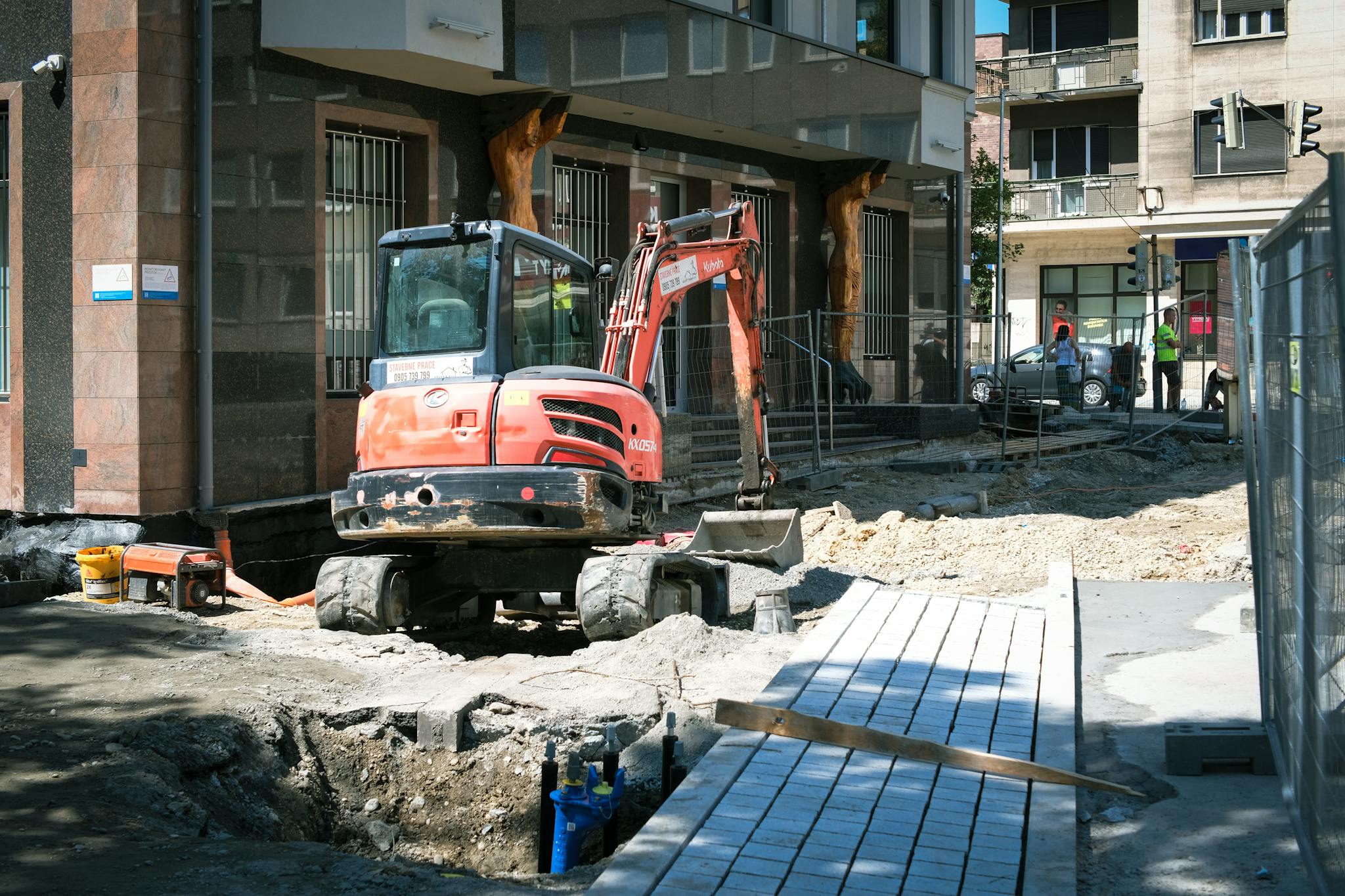 Construction site with excavator